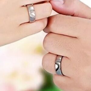 1 Pcs His And Her Titanium Steel Heart Shape Ring Love Jewelry Size 6/9/10/11